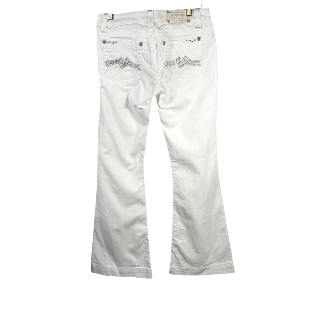 Miss Me Womens White Bootcut Jeans Rhinestone Embellished Y2K Denim Size 29